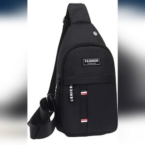 Black Adjustable Strap Sling Bag New Unisex 12" x 6" x 2.25"